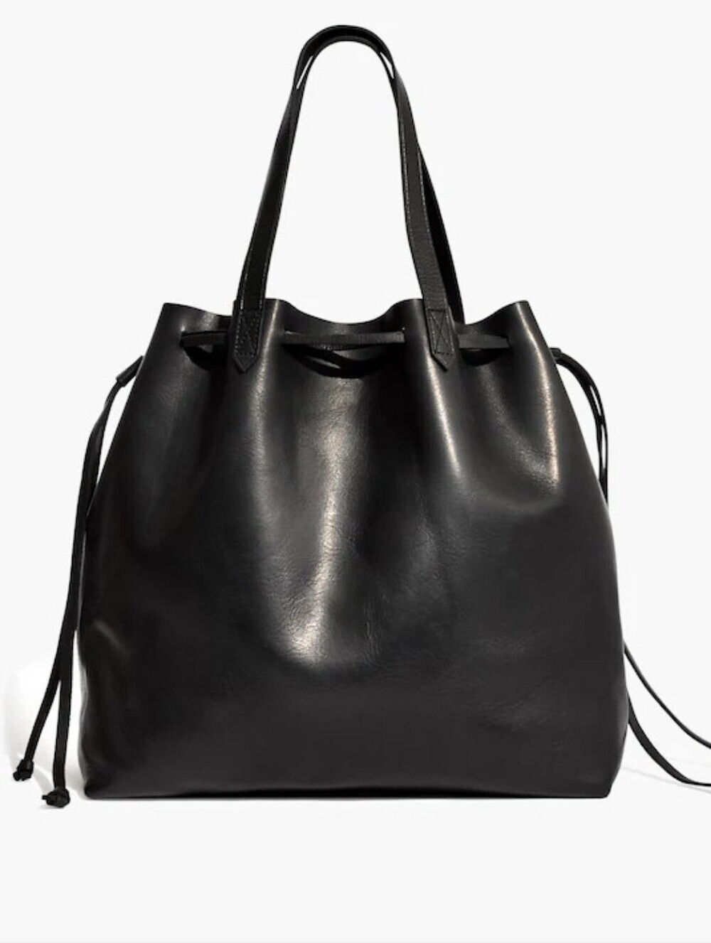 Madewell The Drawstring Transport Tote True Black Leather Bag Convertible